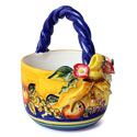Hand Made Blue-Fruit Style Ceramic Basket - ALC-CA-TRI