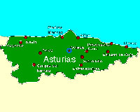 Map of Asturias, Spain