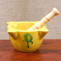 Hand Painted Mortar and Pestle - Yellow - Large - MORTERO-002