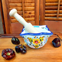 Hand Painted Mortar and Pestle -'Flor' pattern - Medium MT008