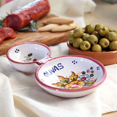 Hand Painted Olive Serving Dish - Red - TAL-OLIVA-FR